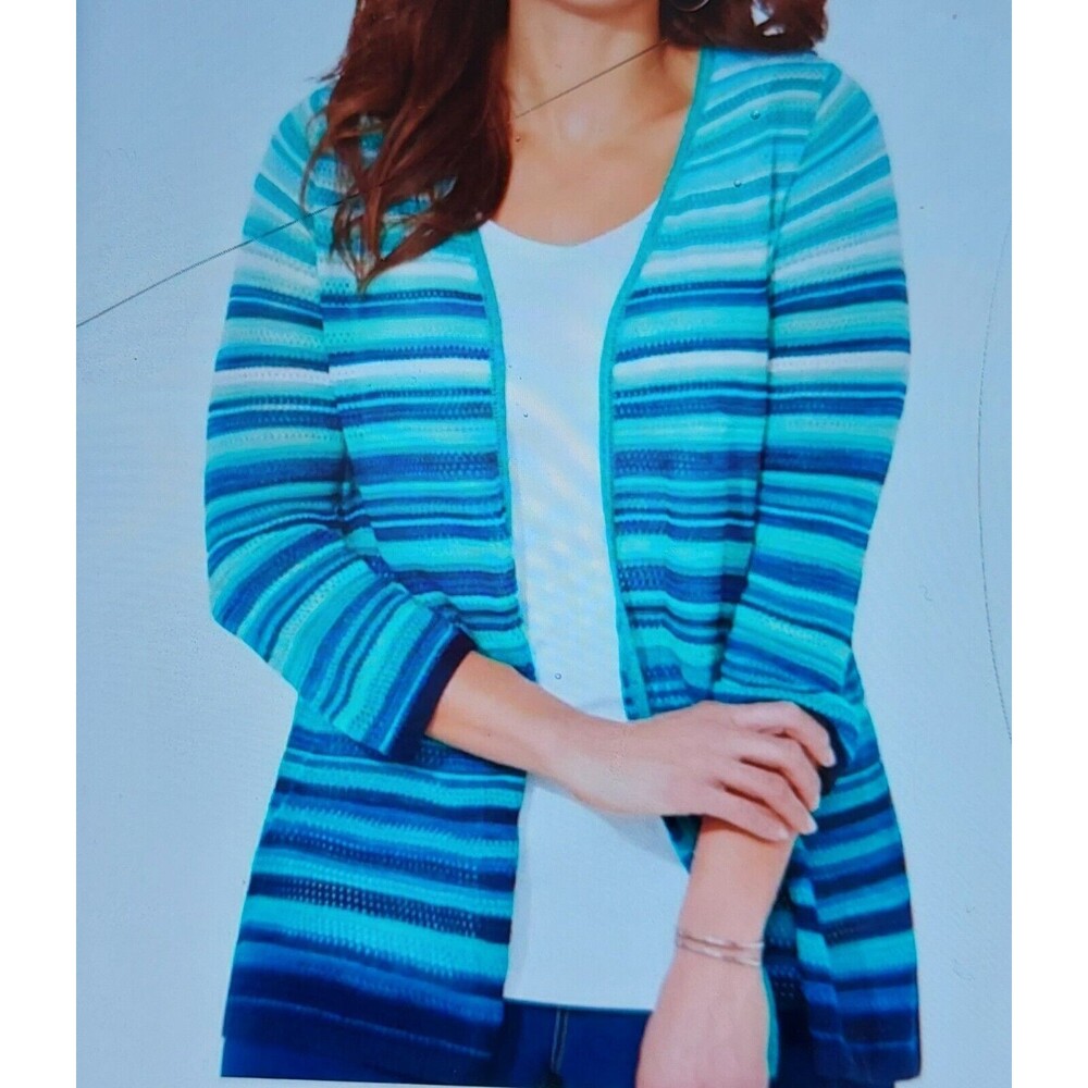 Catherine Sweater Cardigan Women 2X Plus,100%; Rayón, Spandex, Striped